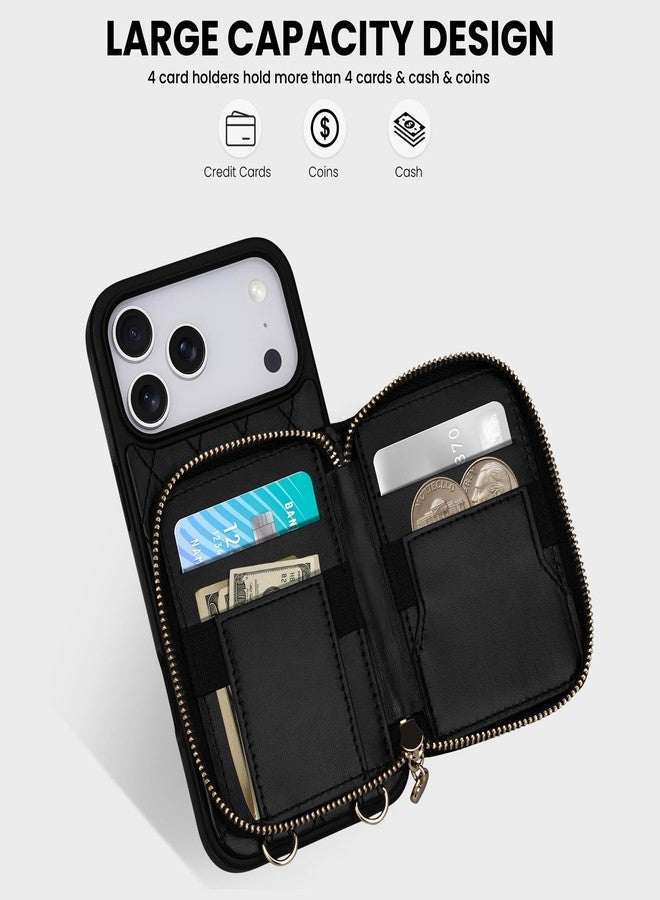 Keallce for Phone 6.9'' Wallet Case, RFID Blocking Card Holders, Flip Leather Case for Phone, Black - Image 2