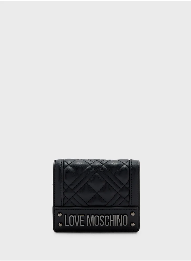 لوف موسكينو Logo Detailed Flap Over Wallet