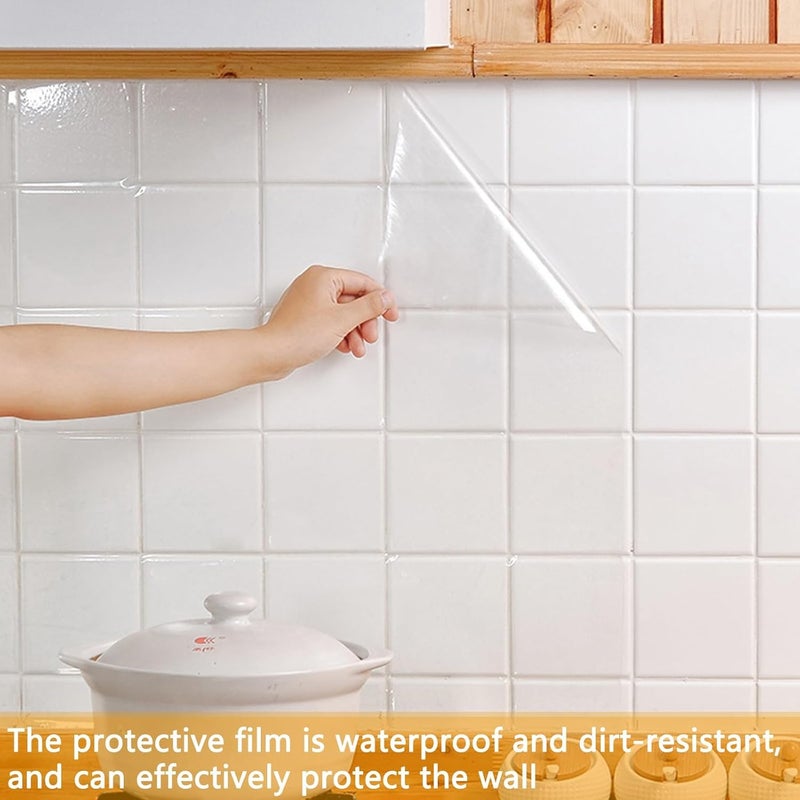 KAPIX Transparent Kitchen Wall Protection Film, Self-Adhesive Waterproof Wallpaper| Tile Cover Heat Resistant Wallpaper Clear Film (12 Inch X 5.2 Mtr) - Image 4