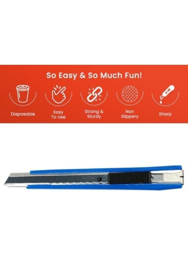 9mm Heavy Duty Snap-Off Blade Utility Knife – Precision Cutter for Cardboard, Paper, Plastic and Craft Projects, Retractable Blade Box Cutter with Secure Lock, Durable Cutting Tool for Office, Warehouse and DIY Use - Image 4