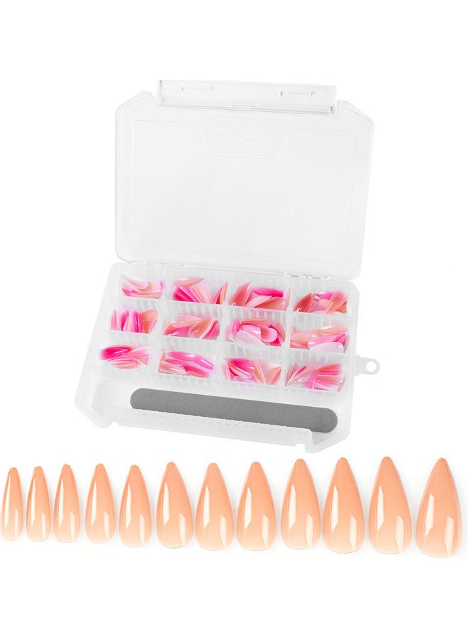 NIBEMINENT 240-Piece Colourful Salon Pointed Nail Tip Set Multicolour - Image 1