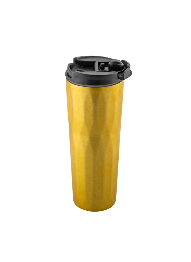 AL SANIDI Stainless steel tea and coffee mug, Coffee cup for trips and travel, Gold, 6.5x21 Cm capacity 500 ml  - Image 2
