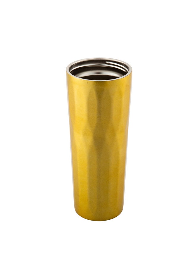 AL SANIDI Stainless steel tea and coffee mug, Coffee cup for trips and travel, Gold, 6.5x21 Cm capacity 500 ml  - Image 3