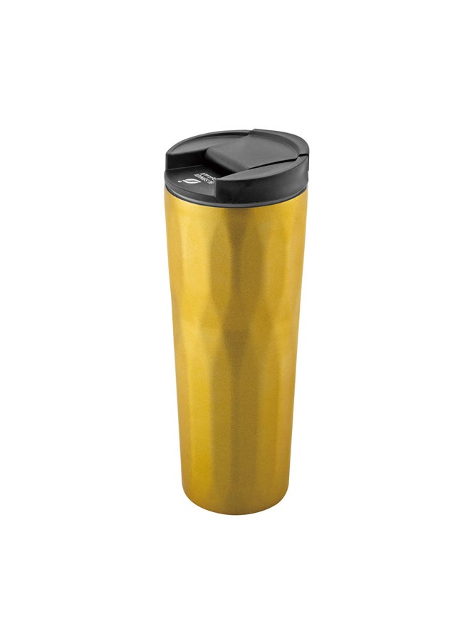 AL SANIDI Stainless steel tea and coffee mug, Coffee cup for trips and travel, Gold, 6.5x21 Cm capacity 500 ml  - Image 1