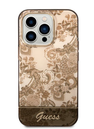 Guess PC/TPU IML Case With Double Layer Electroplated Camera Outline & Toile De Jouy For iPhone 14 Pro - Ochre [ GUHCP14LHGPLHC ] - pzsku/ZF9674F9DDF947464F2C5Z/45/1746349098/6354a63e-3bd2-4485-b65a-68787206c542
