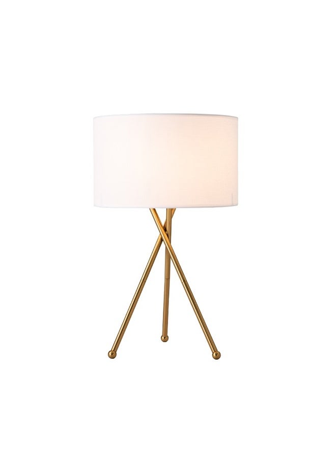 Modern Tripod Table Lamp with Gold Metal Base and Fabric Shade - Image 4