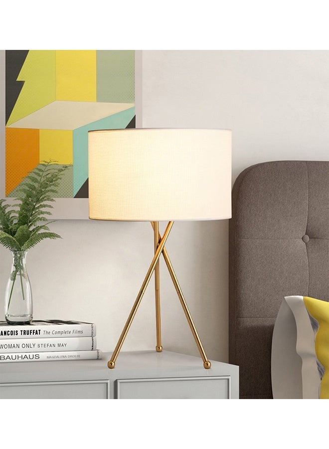 Modern Tripod Table Lamp with Gold Metal Base and Fabric Shade - Image 2