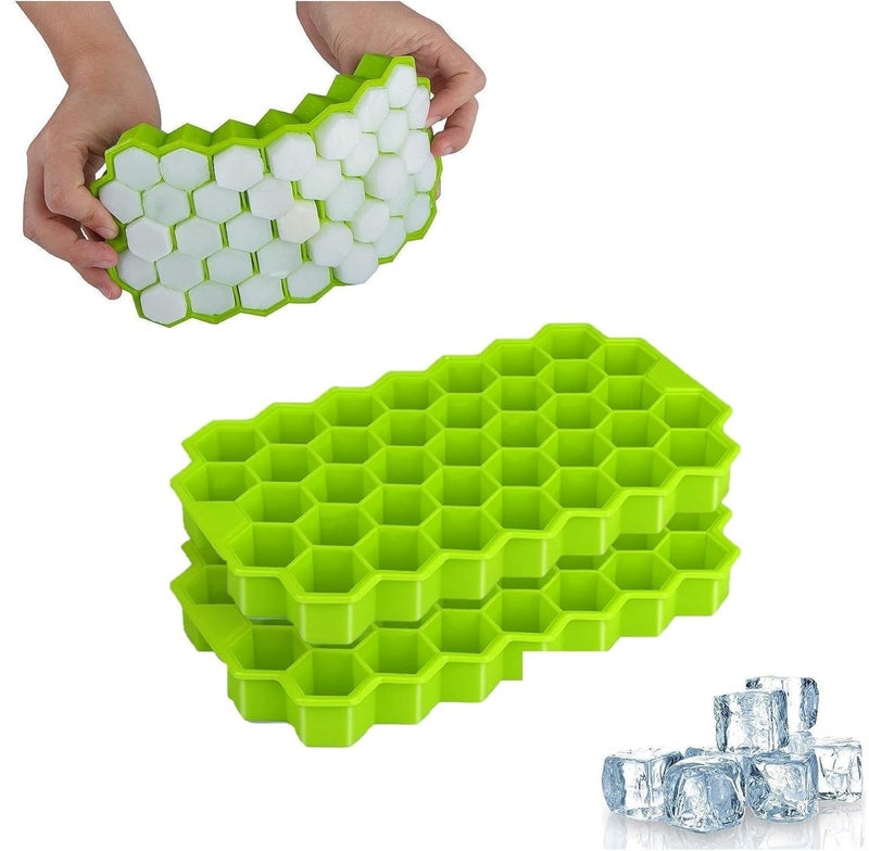Premium Silicone Ice Cube Tray Flexible Durable Ice Trays for Freezer Small Ice Cube Mould Ice Cube Maker Fridge Tray Ice Tube Silicone Moulds for Chocolate Ice BPAFree GreenPack of 2 - Image 1