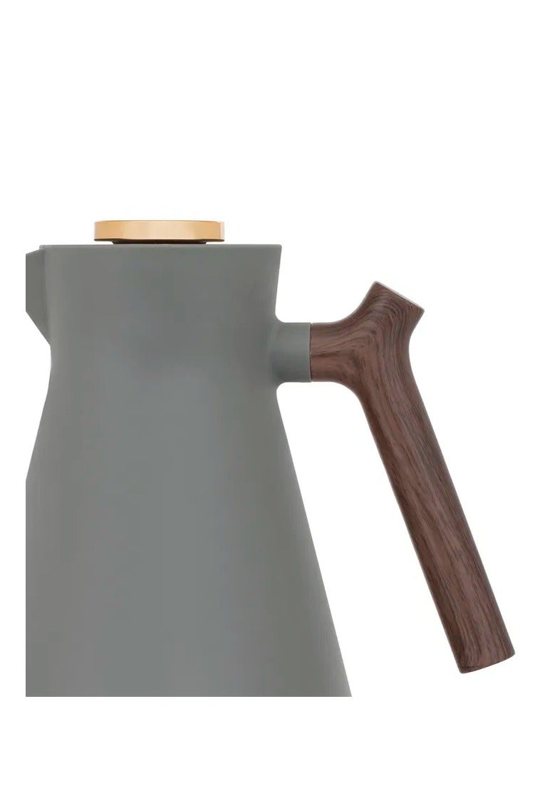 Alsaif Gallery Amada Everest Thermos, 1L, with wooden handle, thermal glass inner lining, plastic outer body - dark grey.  - Image 5