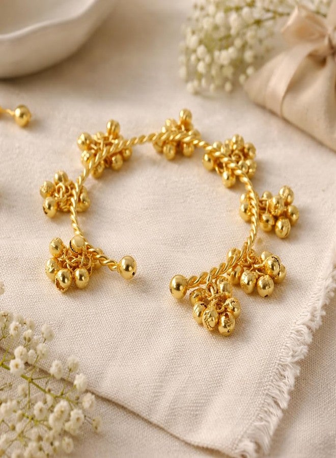 OMID Twisted Rope Gold-Tone Cluster Bead Bracelet for Women - Image 2