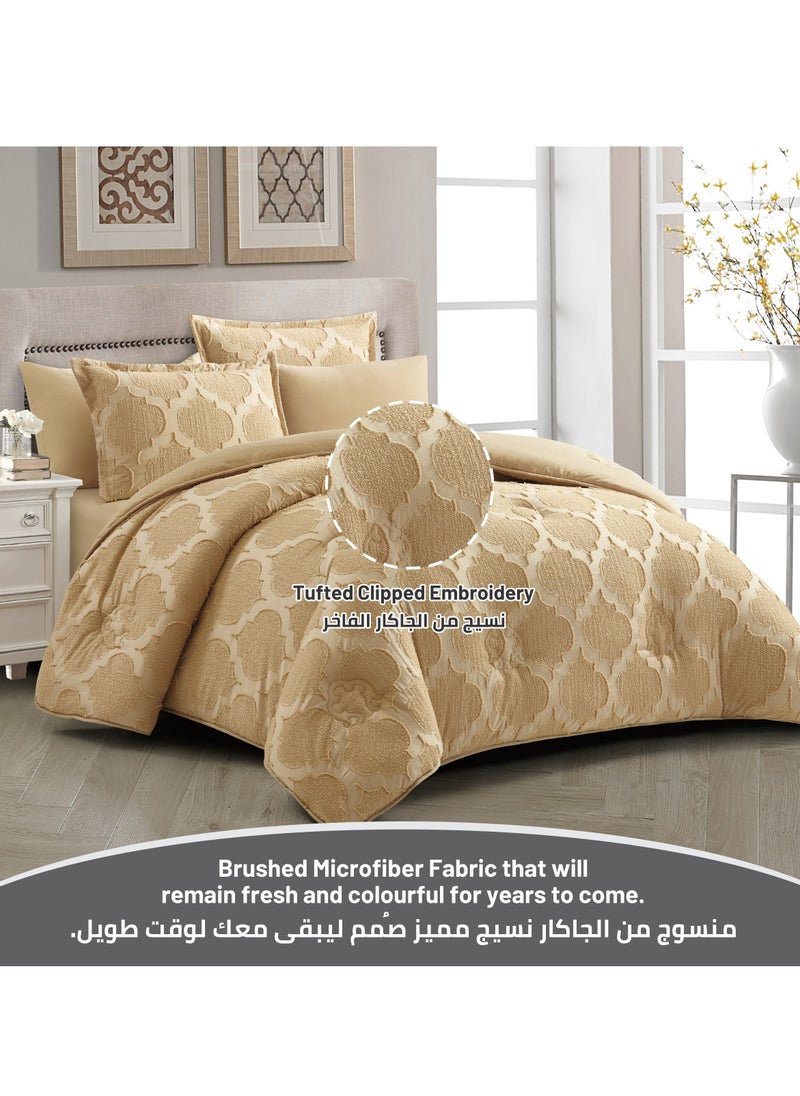 دوناتيلا - طقم سرير معنقدة مقاس كينج ، 6 قطع ، مقاس كينج ، مقاس 200 * 200 سم (350 جرام لكل متر مربع) مع حشوة بديلة ، بيج غامق - Image 1