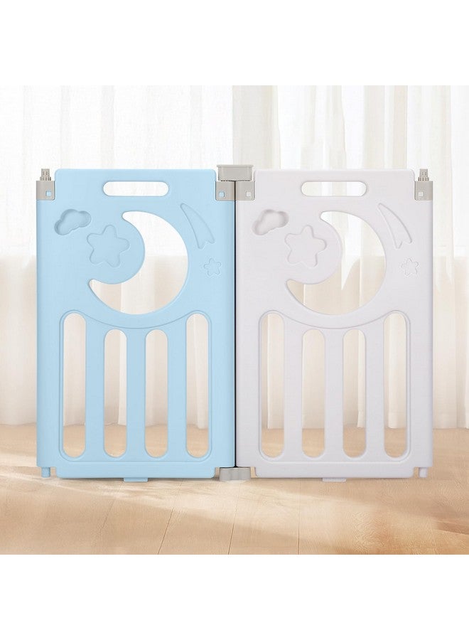 Dripex Upgrade Foldable Kids Activity Centre Safety Play Yard Home Indoor Outdoor Baby Fence Play Pen NO Gaps with Gate for Baby Boys Girls Toddlers (2 Panel - Blue + White) - Image 4