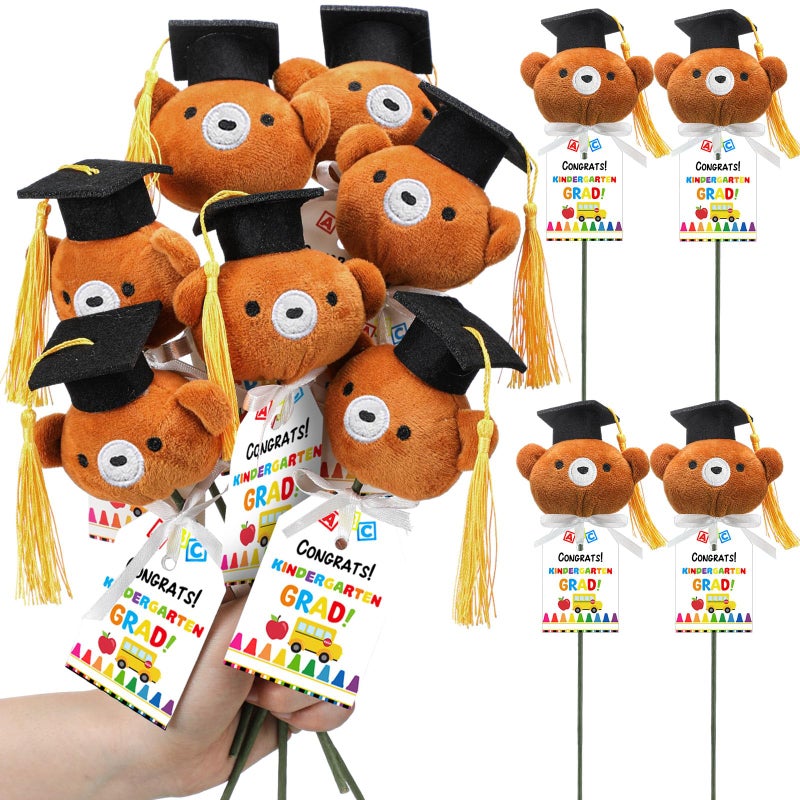 WinnerWhy 12 Sets Kindergarten Graduation Gifts Bear Bouquet with Card Mini Graduation Bears End of The School Gifts for Kids Students 2026 Grad Party Table Decor Keepsake Photo Props Vase Filler - Image 2