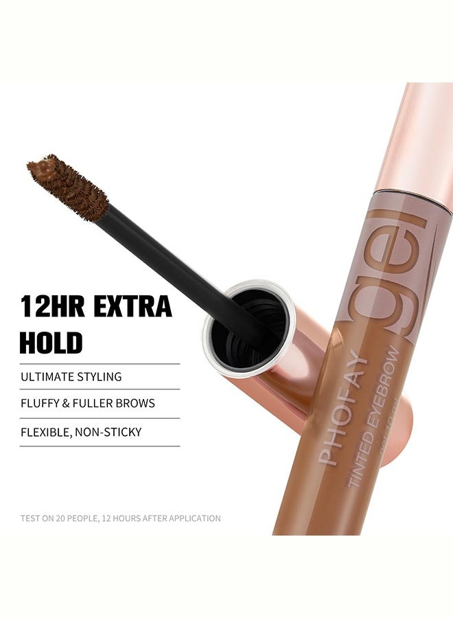 PHOFAY Tinted Eyebrow Gel, Long-Lasting Waterproof Smudge-Proof Natural Brow Mascara with Precision Spoolie Brush,01# Brown - Image 3