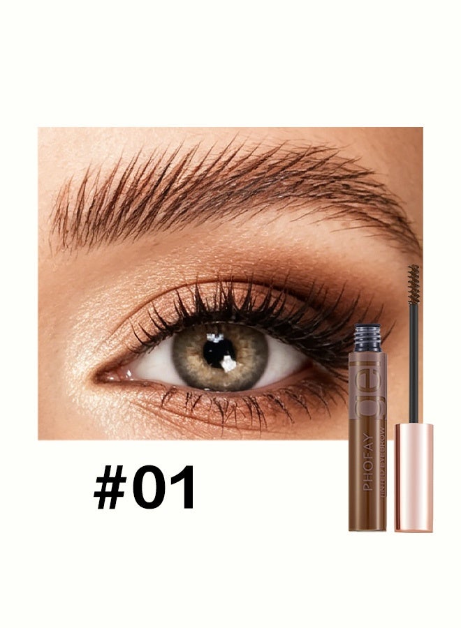 PHOFAY Tinted Eyebrow Gel, Long-Lasting Waterproof Smudge-Proof Natural Brow Mascara with Precision Spoolie Brush,01# Brown - Image 2