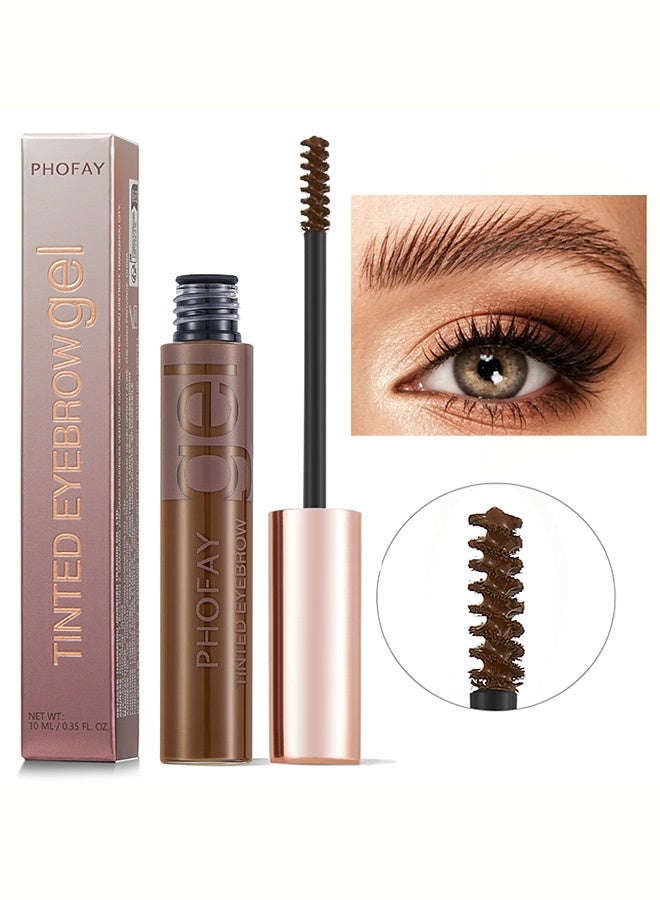 PHOFAY Tinted Eyebrow Gel, Long-Lasting Waterproof Smudge-Proof Natural Brow Mascara with Precision Spoolie Brush,01# Brown - Image 1