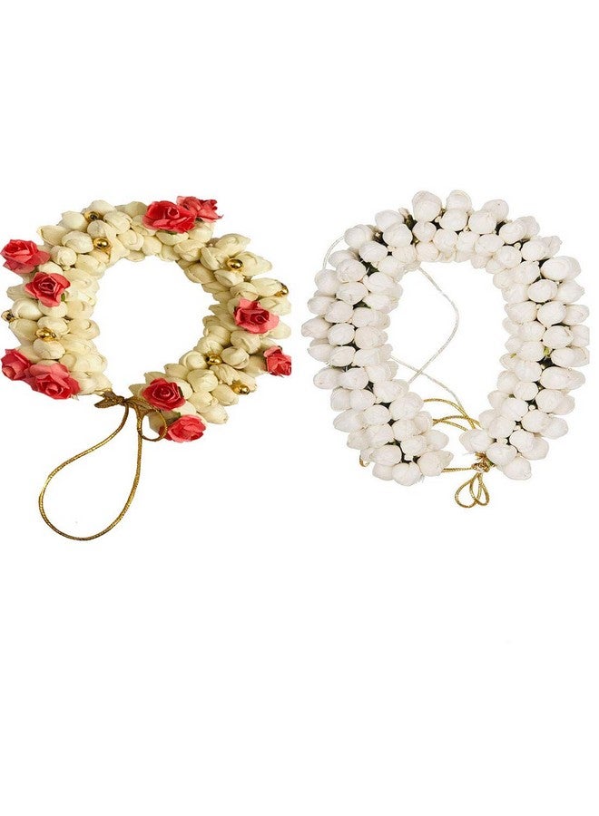 Arooman™ Hair Bun Mogra Flower Gajra Artificial Flower Gajra combo for Women (Pack of 02 Color-multi)