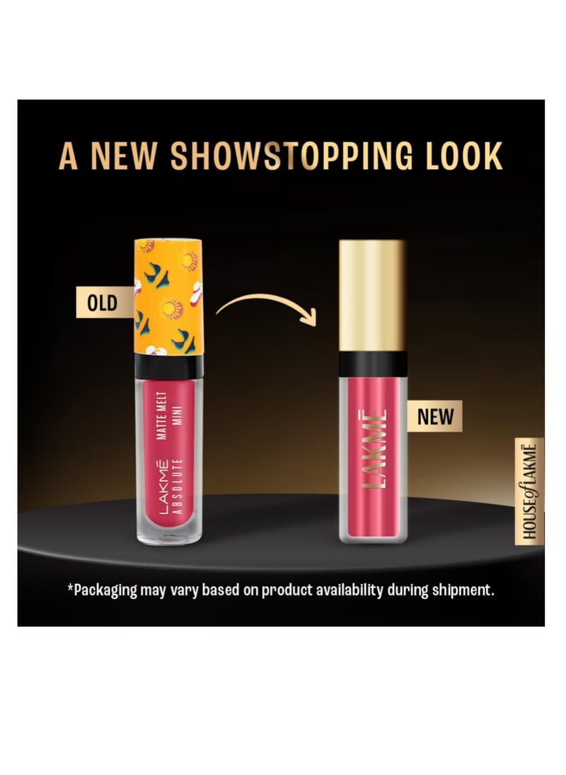 LAKME - Lakme Absolute Matte Melt Mini Liquid Lip Colour  Pink Footprint  2.4 ml - Image 1