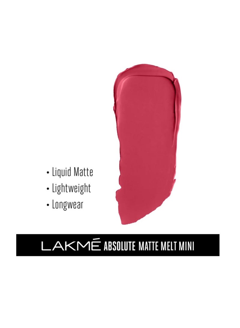 LAKME - Lakme Absolute Matte Melt Mini Liquid Lip Colour  Pink Footprint  2.4 ml - Image 1