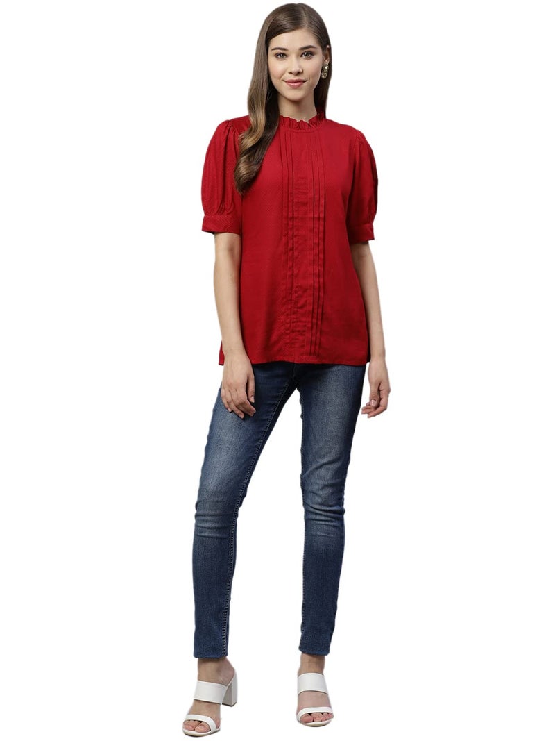 Yash Gallery Women's Indian Tunic Tops for Women and Girl Maroon - Image 3