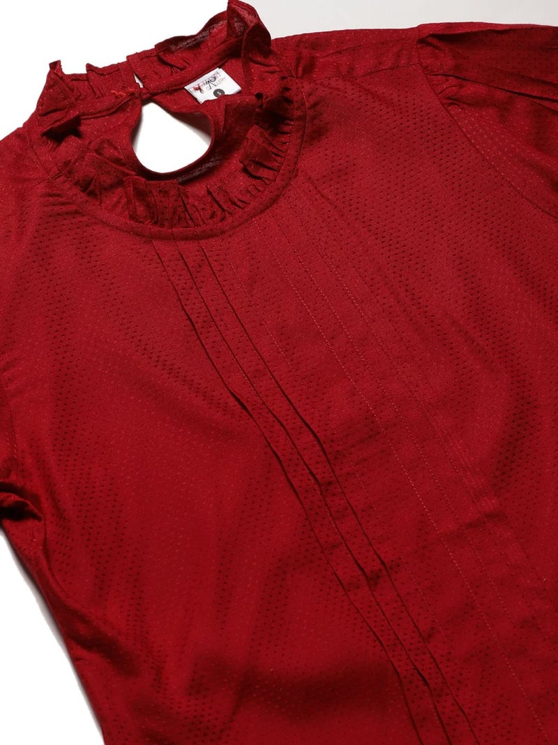 Yash Gallery Women's Indian Tunic Tops for Women and Girl Maroon - Image 5