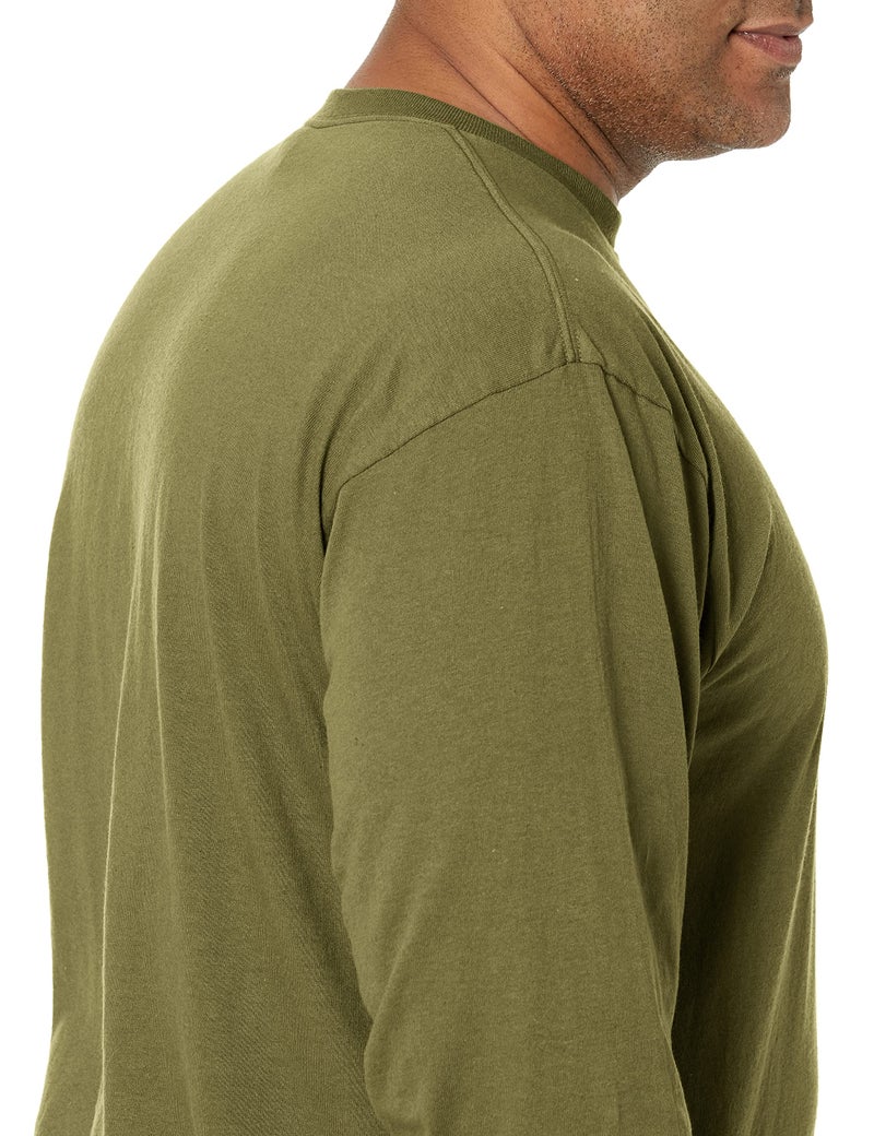 Soffe تي شيرت قطن بأكمام طويلة للرجال من سوفي، أخضر زيتوني، مقاس متوسط - Image 3