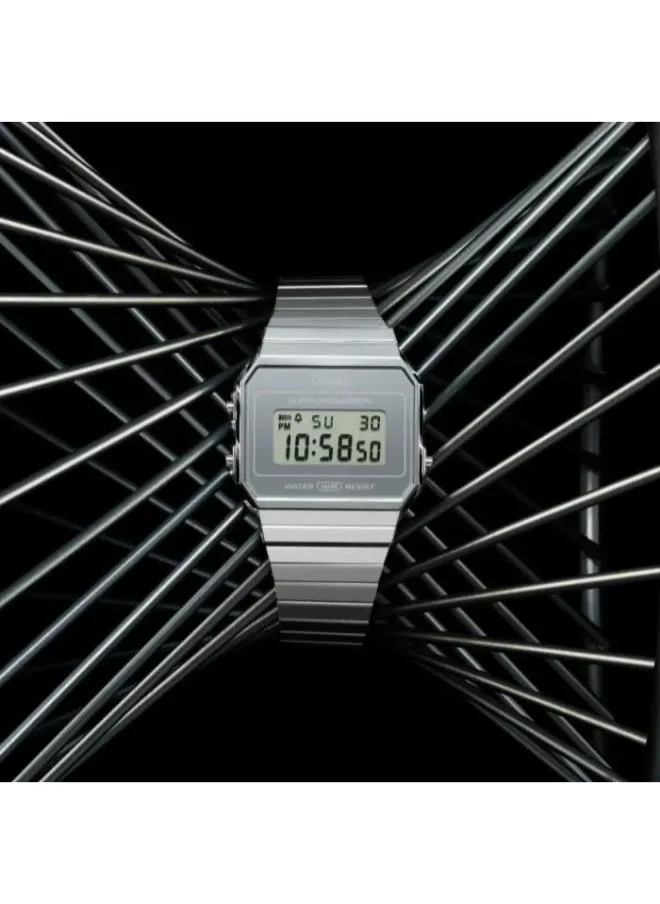 CASIO Men's Digital Display Watch With Silver Stainless Steel Strap - A700WEV-7ADF