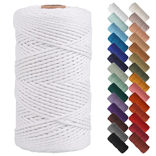 NOANTA White Macrame Cord 2mm x 220yards, Colored Macrame Rope, Cotton Rope Macrame Yarn, Colorful Cotton Craft Cord for Wall Hanging, Plant Hangers, Crafts, Knitting - Image 1