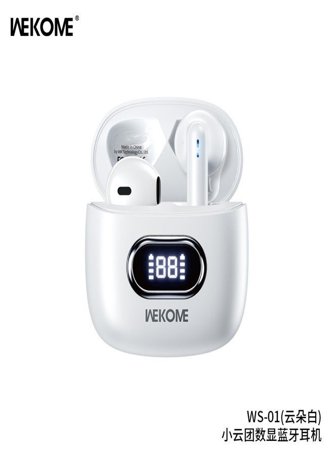 ويكومي WS-01 True Wireless Bluetooth Earbuds – Touch Control In-Ear Headphones with Mic, LED Charging Case & Extended Battery Life – White - Image 3