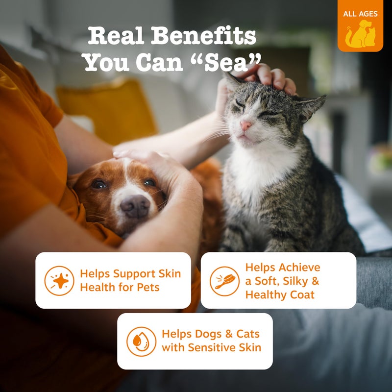 Zesty Paws زستي باوز مزيج أوميغا-3 البري من ألاسكا - زيت بولوك + سمك السلمون للكلاب والقطط - دعم الجلد والفرو، مكمل أوميغا 3 للحيوانات الأليفة، 8.5 أونصة - Image 2