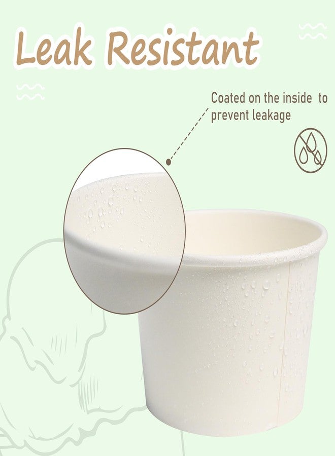 ESSENTIAL Paper Ice Cream Cups with Lids, 50pcs 8oz Disposable Dessert Bowls with Lids for Hot or Cold Food, Paper Snack Containers for Sundae, Frozen Yogurt, Soup (White) - Image 5