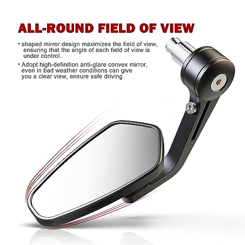 MZS Bar End Mirrors, 7/8 Universal Motorcycle Rear View Mirror Side handlebar Standard Hollow Arrow Black Compatible with Street Sport Bike Cruiser Scooter - Image 3