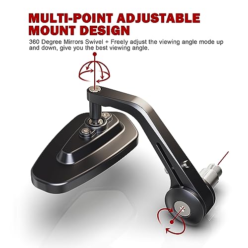 MZS Bar End Mirrors, 7/8 Universal Motorcycle Rear View Mirror Side handlebar Standard Hollow Arrow Black Compatible with Street Sport Bike Cruiser Scooter - Image 4
