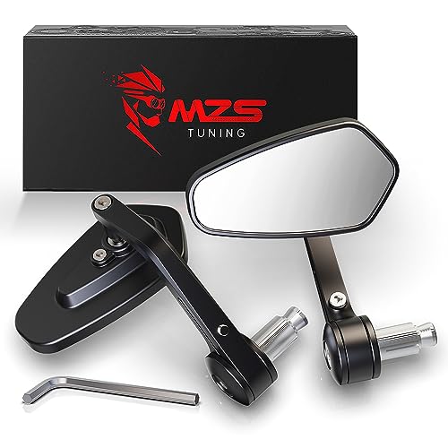 MZS Bar End Mirrors, 7/8 Universal Motorcycle Rear View Mirror Side handlebar Standard Hollow Arrow Black Compatible with Street Sport Bike Cruiser Scooter - Image 1