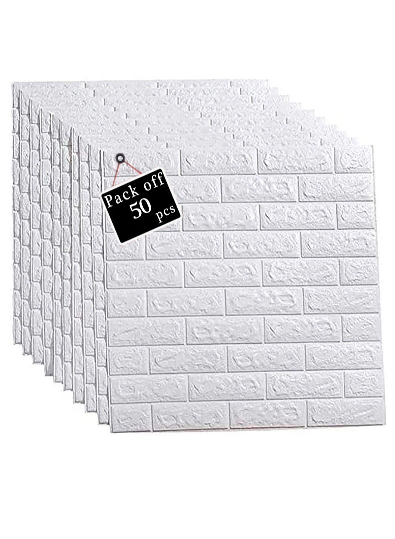 FFD 3d Brick Wall Sticker White 70x77cm 50pcs - Image 2