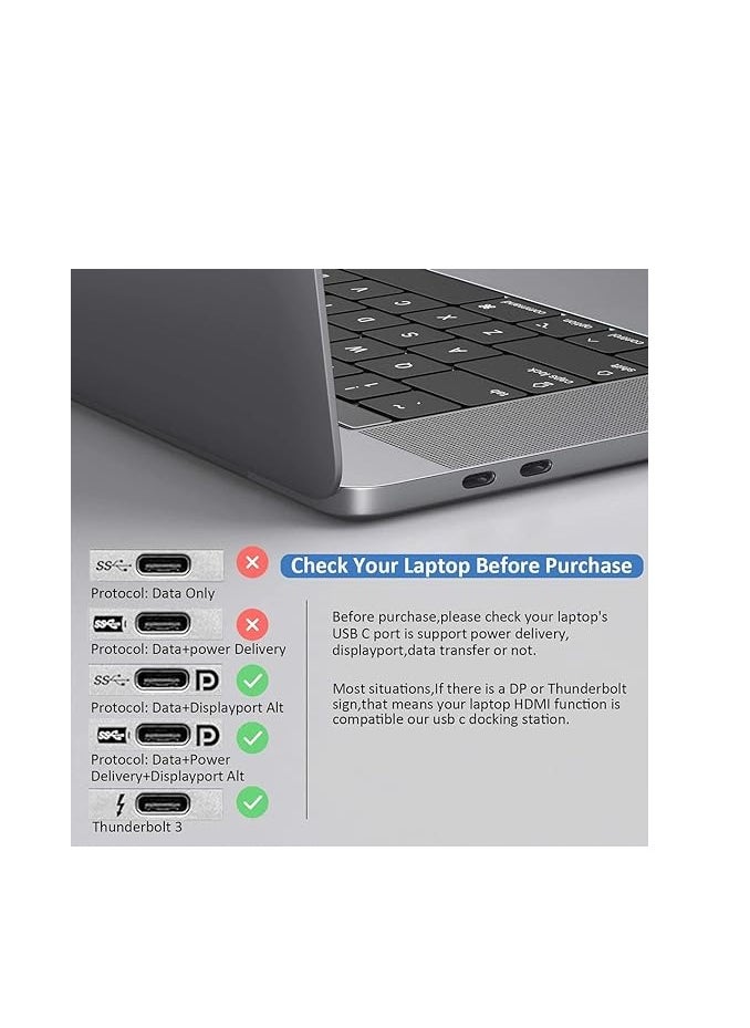 onten - ONTEN 14 in 1 USB C Docking Station,USB C Network Hub with HDMI VGA PD(3.0), 4*USB, 2*USB C, 10/100M Gigabit, Laptop Stand for MacBook iPad Surface pro and More Windows Laptop - Image 1