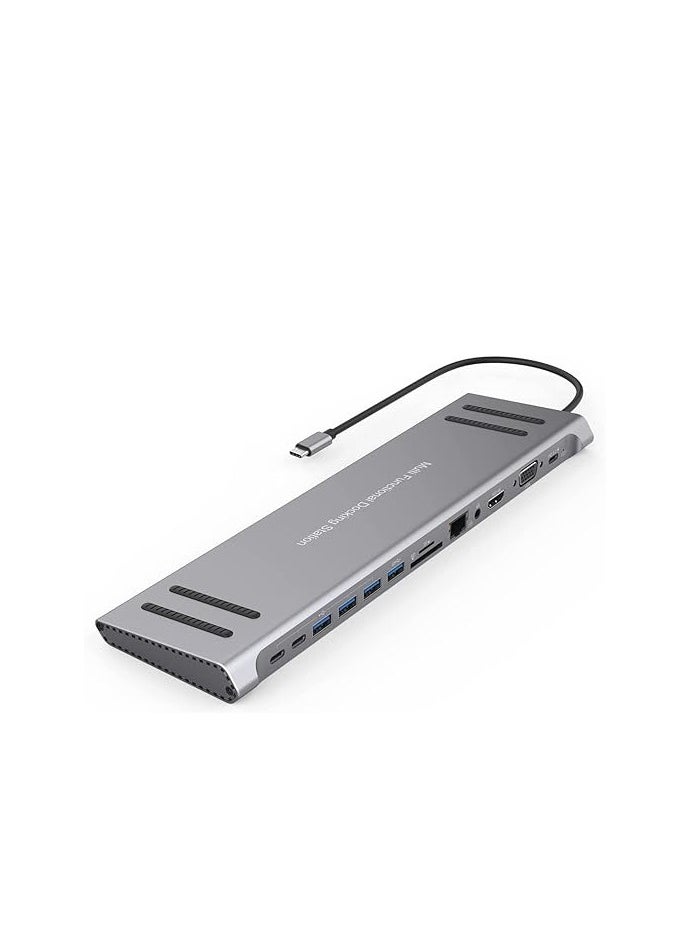 onten ONTEN 14 in 1 USB C Docking Station,USB C Network Hub with HDMI VGA PD(3.0), 4*USB, 2*USB C, 10/100M Gigabit, Laptop Stand for MacBook iPad Surface pro and More Windows Laptop  - Image 1