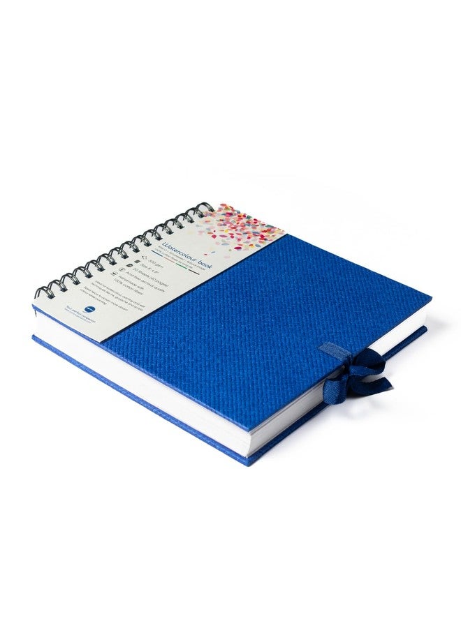 كوما دفتر رسم بالألوان المائية من كوما | 8 × 8 بوصة | 300 غرام/متر مربع | دفتر رسم بسلك حلزوني | مضغوط ساخناً | لون طبيعي | 100% ألياف قطنية (أزرق ملكي) - Image 2