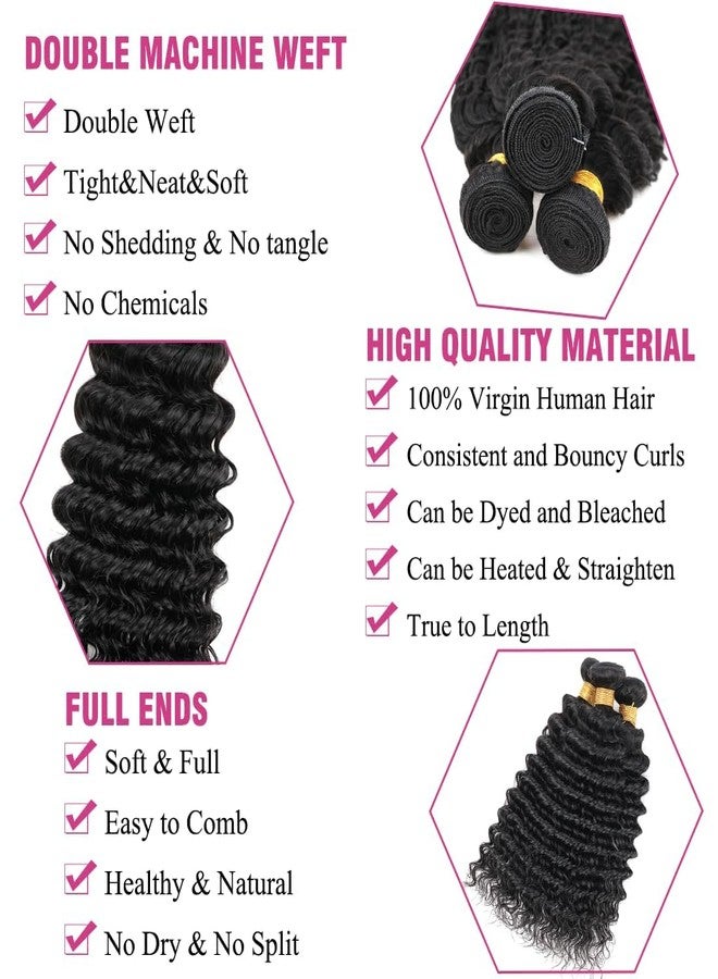 Misoun Human Hair Bundles Brazilian Deep Wave One Bundle 20nch 12A 100% Unprocessed Virgin Human Hair Deep Wave Quick Weaves Raw Bundles Deals Natural Black - Image 3