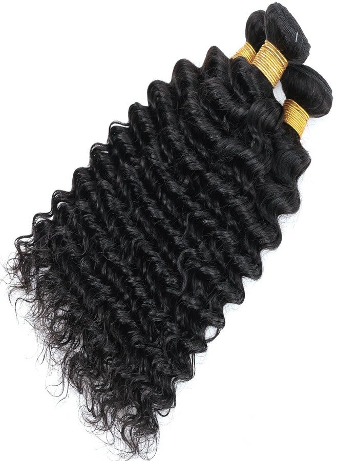 Misoun Human Hair Bundles Brazilian Deep Wave One Bundle 20nch 12A 100% Unprocessed Virgin Human Hair Deep Wave Quick Weaves Raw Bundles Deals Natural Black - Image 2