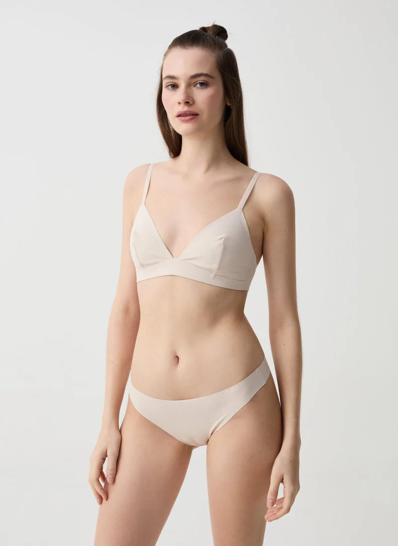 او في اس The Nude Ribbed Triangle Bra