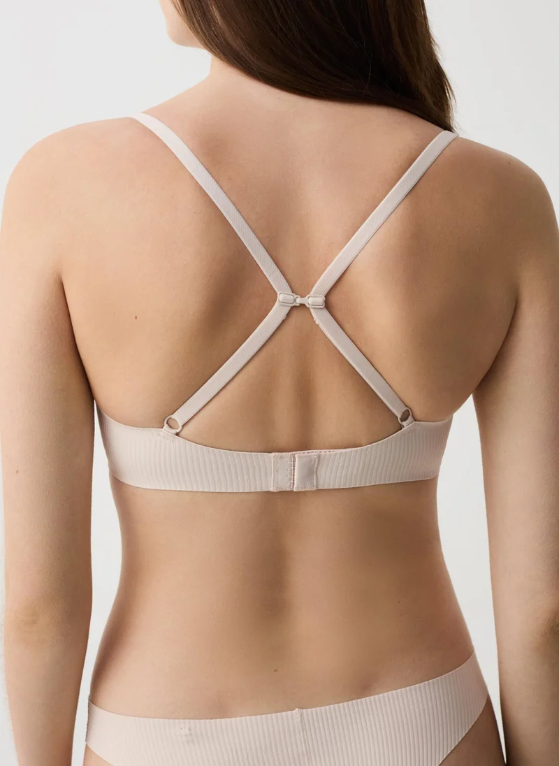 او في اس The Nude Ribbed Triangle Bra