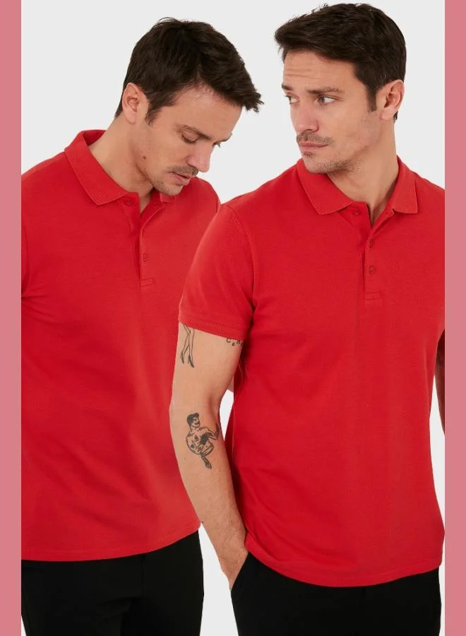 Buratti Buratti Cotton Regular Fit Buttoned 2-Pack Polo Collar T-Shirt Men's Polo Collar T-Shirt 5902127S2