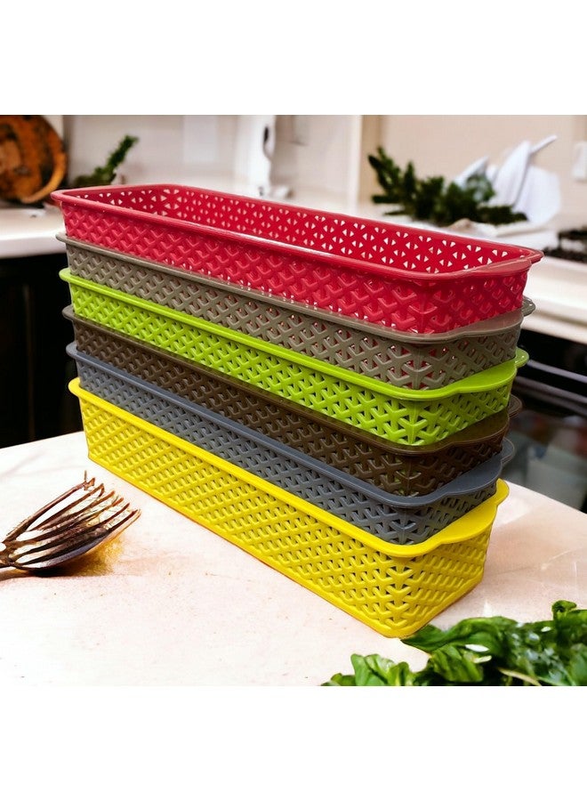 CSM Plastic Rectangular Shape Baskets Set Of 4 Multipurpose Storage Baskets - Image 4