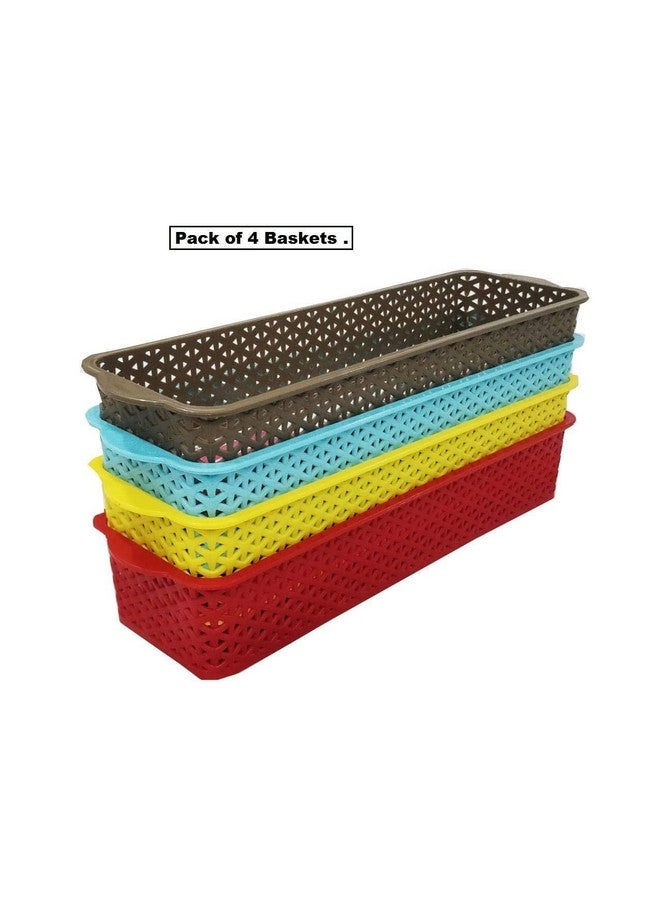 CSM Plastic Rectangular Shape Baskets Set Of 4 Multipurpose Storage Baskets - Image 5