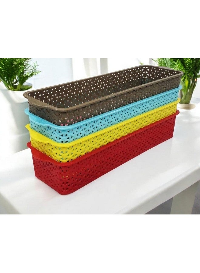 CSM Plastic Rectangular Shape Baskets Set Of 4 Multipurpose Storage Baskets - Image 2