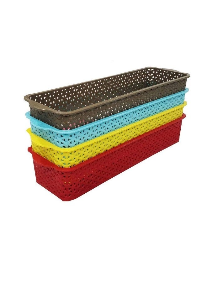 CSM Plastic Rectangular Shape Baskets Set Of 4 Multipurpose Storage Baskets - Image 1