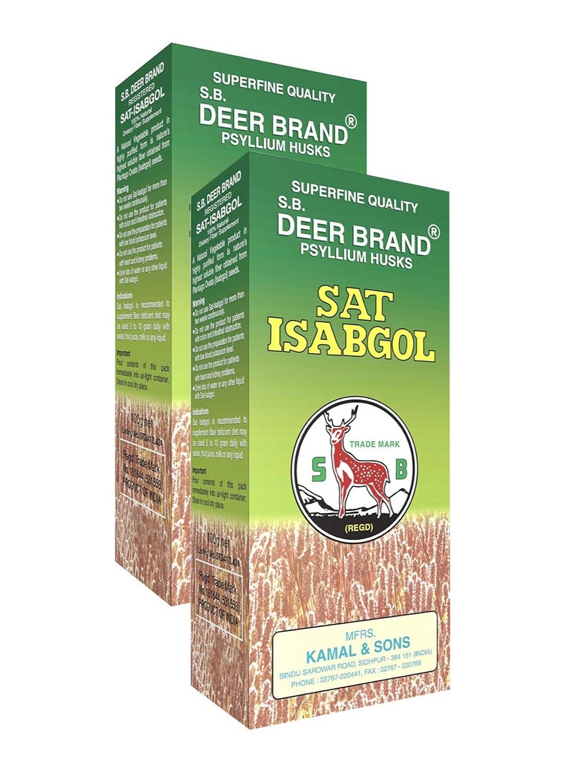 Deer Brand Sat Isabgol | Pure Psyllium Husk 100g X 2 - Image 2