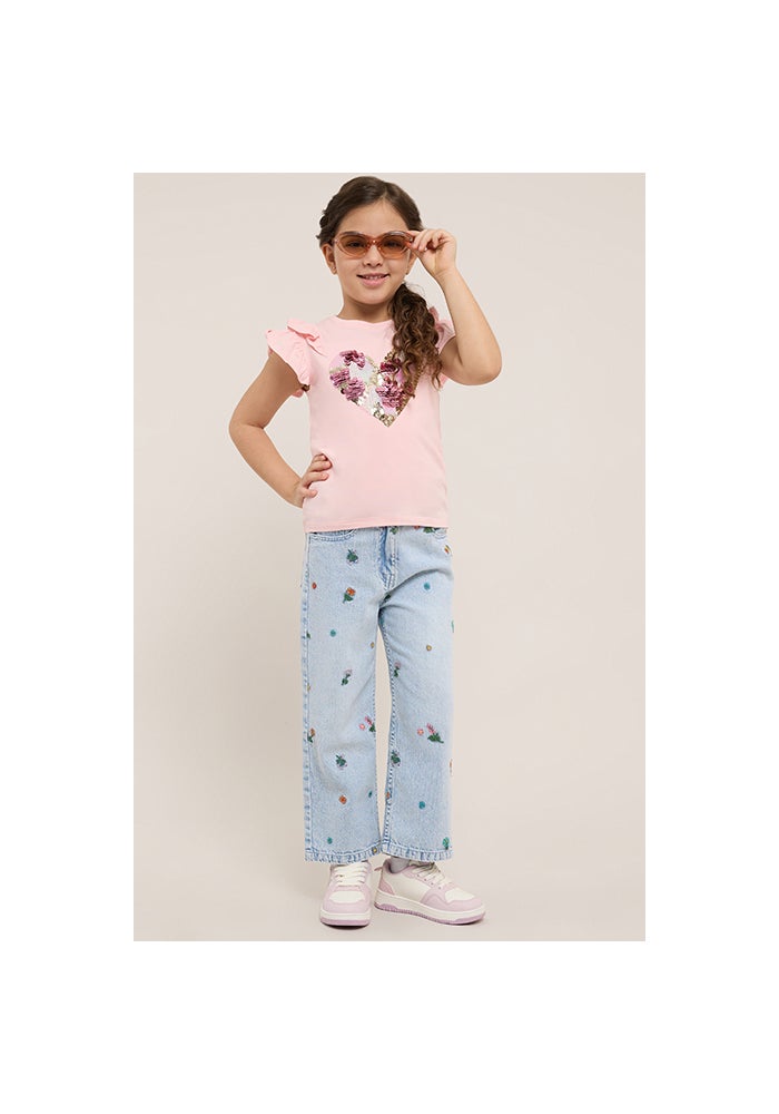 R&B Embroidered Wide Leg Jeans with Button Closure - Image 3