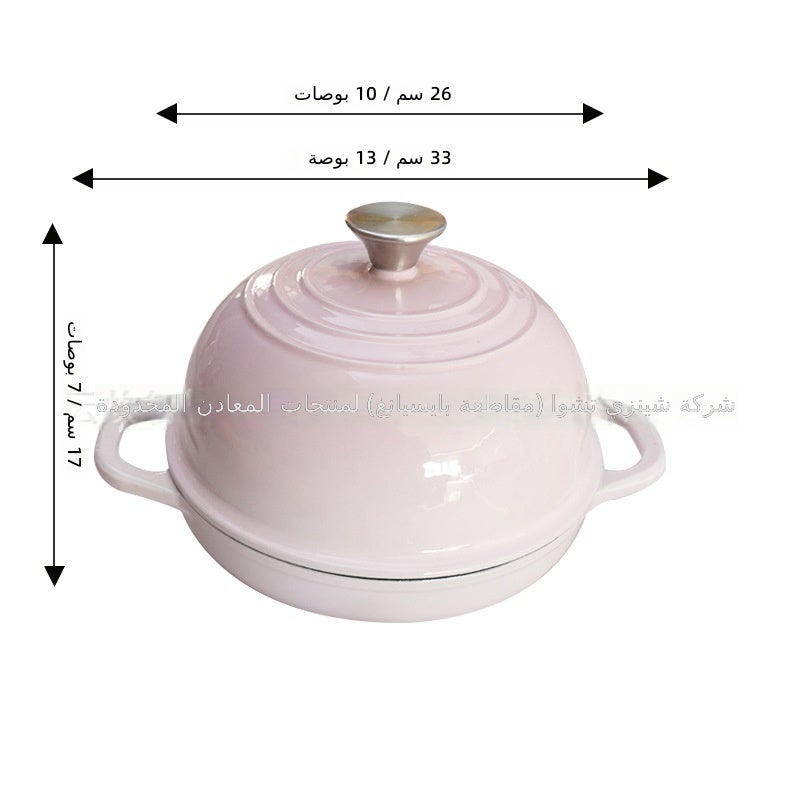 وعاء خبز من الحديد الزهر المطلي بالمينا 24 سم باللون الأحمر للخبز بالعجين المخمر - غير لاصق - Image 3
